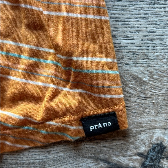 Prana Orange Striped V-Neck Tee - Picture 3 of 5